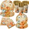 144pcs Serves 24 - Thanksgiving Paper Plates and Napkins Sets,144pcs Watercolor Retro Pumpkin(Retro)9"L x 0.04"W x 9"Th
